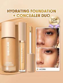 SHEGLAM [2 st] Skinfinite återfuktande foundation och Like Magic återfuktande concealer, set - Acorn - Visa 1
