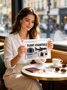 Transparent Zipper Mesh Travel Storage Bag, Lightweight And Transparent, Can Store Documents And Toiletries, Suitable For Passports, Boarding Passes, Cosmetics, Flight Travel And Vacation, Suitable For Leisure Vacation And Business Travel. - Multicolor - View 3