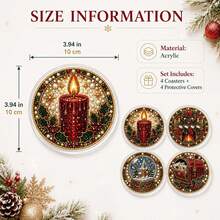 4/8pcs Autumn/Winter New DIY Colorful Pearl Rhinestone + Shiny Diamond Cup Coaster Set, Suitable For Beginners, Applicable For Home, Festival Decoration, DIY Handmade Kit, Perfect Gift Choice For Family And Friends - Rhinestone Coaster/QY214 - View 4