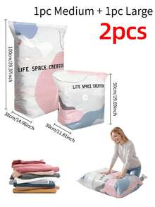 2pcs Vacuum Storage Bags Without Pump, 80% Compression Rate, Extra Large Capacity, 3D Roll-Up Vacuum Sealed Bags, Upgraded Large Capacity Compression Storage Bags, Suitable For Bedding, Clothing, Blankets, Oversized Bedding, Travel Packing Cubes - Multicolor - View 11
