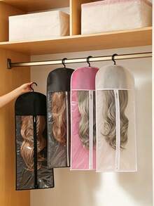 3Pcs 23.6-31.5im Dust-Proof Hanging Wig Storage Bag, Portable Organizer With Hook, Dust-Proof & Moisture-Resistant Organizer, For Home Travel & Holidays - M-3 Pieces - View 4
