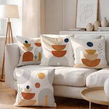4pcs Bohemian Abstract Geometric Throw Pillow Covers, Minimalist Leaf & Cactus Print Pattern, Single-Sided Printed Pillow/Cushion Covers, Multi-Scene Decorative Pillow Covers Suitable For Living Room, Sofa, Bedroom, Pillow Inserts Not Included - Multicolor - View 6