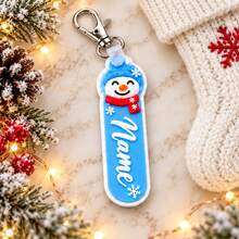 LICVIC Custom Christmas Keychain, Personalized Bag Charm, Christmas Key Chain, Customized Name Keychains, Customizable Holiday Gift, Friends Gift, Home Decor - Blue and White - View 5