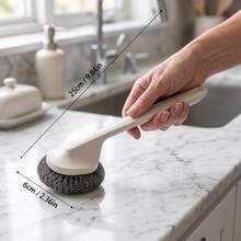 1pc Long Handle Cleaning Brush, Replaceable Brush Head, Kitchen Pot & Dish Brush, Ergonomic Non-Slip Handle, Durable Bristles, Easy To Clean, Suitable For Home Kitchen, Sink, Cookware, Kitchen Essential - Multiple Styles - View 6