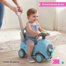 THE BABY SHOP Correpasillos 3 en 1 Mecedora Carrito Paseo Luces Sonido Cinturón  Niños 3-6 Años - Azul - Ver 3
