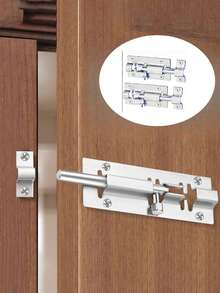 7/14pcs Heavy Duty Corrosion-Resistant Stainless Steel Barrel Bolt Lock Set - 1 Bolt Lock With 6 Mounting Screws, Brushed Finish, Suitable For Cabinets, Wardrobes, Sheds, Gates And Entry Doors | Commercial Grade Home Office Security Hardware - A - View 3