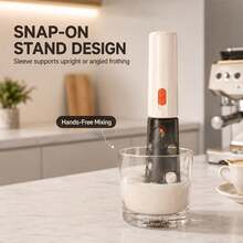 Mini Electric Milk Frother, Foldable Egg Beater, Coffee Stirrer, Hands-Free Mixing, Equipped With Two Interchangeable Whisk Heads, Suitable For Coffee Lovers And Baking Enthusiasts - Default - View 8