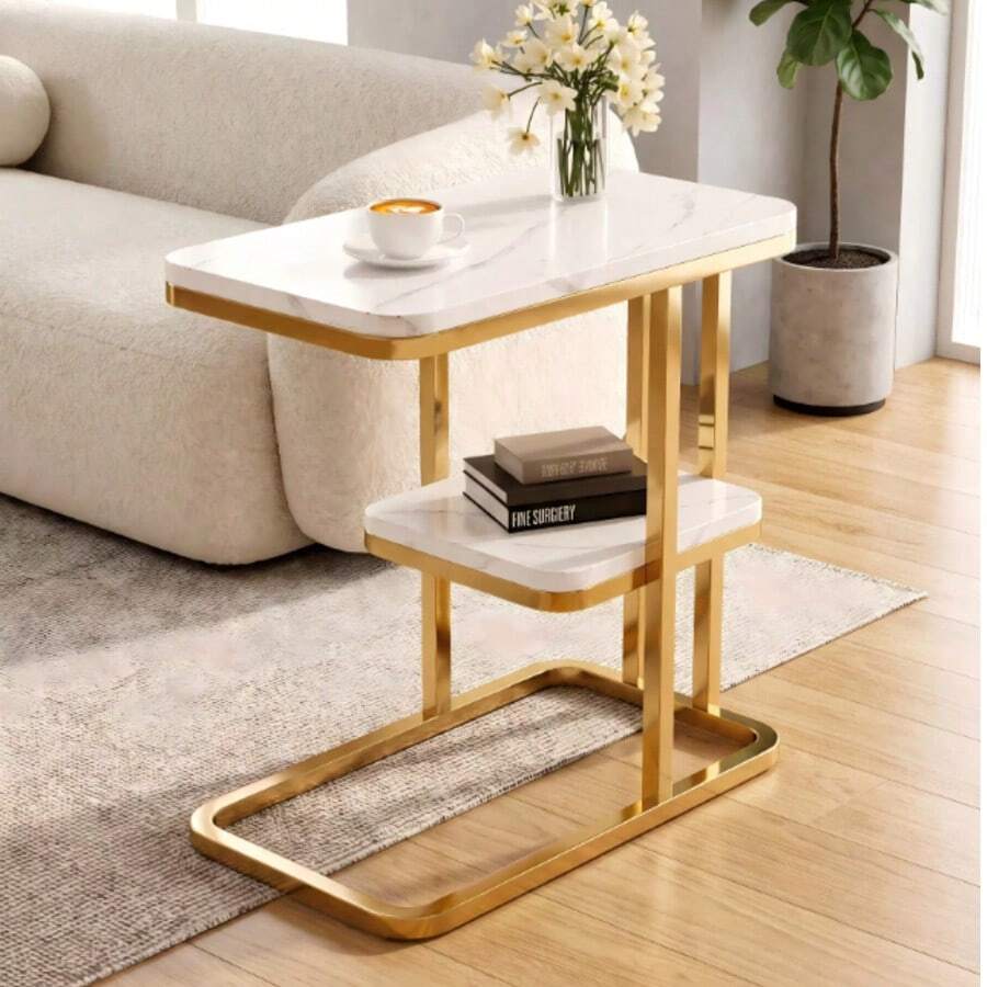 Sofa Side Table, Mini Coffee Table, Living Room Modern Side Cabinet, Balcony Storage Small Table, Luxury Square-Cornered Side Table. - Multicolor - View 1