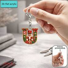 2D Flat Acrylic Christmas Nutcracker Initial Letter Keychain, A-Z 26 Letters, Festive Bag Charm & Key Ring, Cute Holiday Gift For Friends, Women & Men - Multicolor - View 21