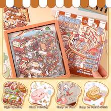 1 Set 60pcs Scene Stickers, Includes 40pcs Materials, 20 Scenes, Miniature Scene Sticker Box, Easy To Store, Mini House Stickers, Suitable For Decoration Stickers, Creative Self-Adhesive House Stickers, Decorative Stickers - Multicolor - View 4