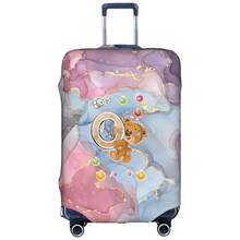 Marble Gradient Background Cute Teddy Bear Letter Luggage Suitcase Cover, Elastic Stretch Luggage Protector Sleeve, Scratch-Resistant Dust-Proof Reusable Travel Accessory - Multicolor - View 44