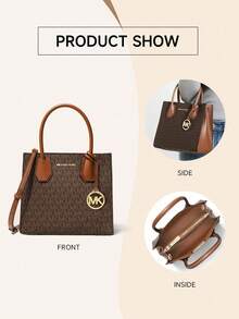 Michael Kors Mercer Medium Pebbled Leather Crossbody Bag - 黑棕色 - 查看 6