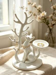 Cat And Tree Jewelry Organizer Stand, Living Room Desktop Organizer And Home Decor, Small Item Storage And Organization Accessory, Multi-Purpose Desktop Decoration, Suitable For Jewelry, Keys,Storage, Suitable For Placing Small Things, Home Decor - Multicolor - View 8
