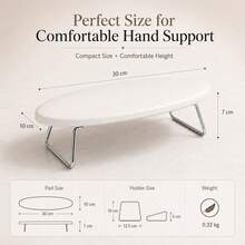 Oval Nail Armrest Table, PU Leather Nail Hand Pillow With Stainless Steel Support, Suitable For Salon Nail Art - White - View 4