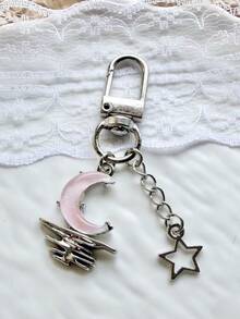 1pcAesthetic Moon & Star Keychain, Meteor Crescent Bag Charm, Lovely Women Girls Backpack Decor Gift - Multicolor - View 6