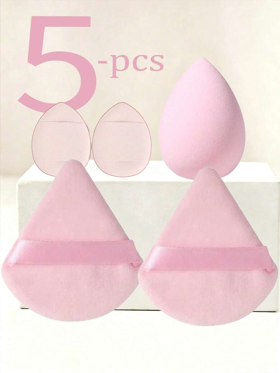 5pcs/1pc Makeup Sponge Set, Velvet Powder Puff, Concealer Sponge, Makeup Powder Puff, Makeup Sponge, Makeup Tools, Mixed Beauty Sponges For Perfect Application Of Liquids, Creams And Foundations, Multi-Color Makeup Sponges, Non-Latex Dry/Wet Dual-Use Foundation, For Face Concealer Makeup, Velvet Triangle Powder Puff, Beauty Sponge, Makeup Sponge, Makeup Powder Puff