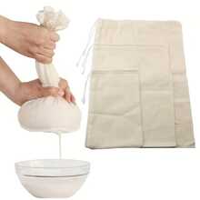 4 Reusable Cheesecloth Filter Bags - 4 Sizes, Kitchen Essential - For Filtering, Cooking, Baking, Yogurt, Juice, Wine Filtration And Cheese Making - Fabric Filter Bags With Drawstring Closure, Kitchen Essential - Multicolor - View 6