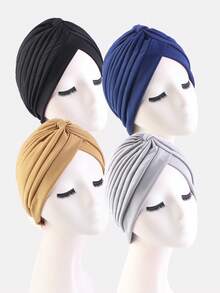 4PCS Women's Headscarf Hat Headwrap Hat Polyester Breathable Hat Suitable For Daily Use - Multicolor - View 4