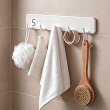 1pc/2pcs Kitchen Hooks, No-Drill Dish Cloth Rack, Wall-Mounted Pot & Pan Holder, Spoon & Utensil Storage Hooks, Door Back Entryway Coat & Bag Hooks, 5-Hook/7-Hook - View 10