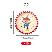 50Pcs April Fools' Day Disposable Tableware Set, 7in & 9in Paper Plates, Paper Cups And Paper Napkins, Cute Clown Surprise Box Balloon Print, April Fool's Day Carnival Party Table Decor Supplies - Multicolor - View 4