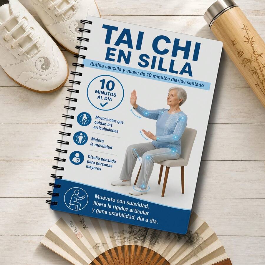 Spanish Language Seated Tai Chi Chair Exercise Program Designed For Seniors Over 60, Includes 28-Day Fitness Schedule, 10 Minutes Of Low-Intensity Daily Exercise, Gentle Stretching Balance And Flexibility Training Charts, Convenient Home Health Gift For Seniors - A - View 1