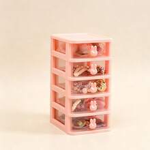1pc Fashionable Rabbit Shaped Drawer Storage Box, Mini Transparent Plastic Desktop Organizer, Can Store Stationery, Cosmetics And Small Items, Cute Rabbit Design Desktop Sorting Box, Exquisite Desktop Decoration, Suitable As Birthday Gift For Girls - Multicolor - View 11
