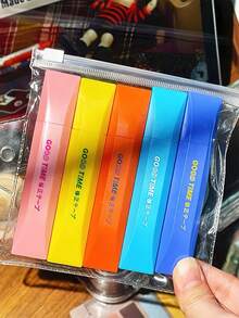 5pcs Dopamine Color Pen Style Correction Tape, Natural Paper Color Correction Roller, Great For Daily Study, Classroom Rewards And Small Gifts - Multicolor - View 3