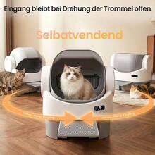 DEVOKO Intelligent Automatic Cat Litter Box With App Control, Self-Cleaning Litter Box With Open Entrance During Drum Rotation, XXL Large Interior, 12L Collection Container, Suitable For Cats 1.5–10 Kg - White - View 3
