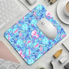 Cute Blue Cartoon Character Square Mouse Pad, Fun Graffiti Geometric Art Pattern, Eye-Catching Desktop Decoration Protective Pad, Rubber Non-Slip Locked Edge Office Pad, Compact Size, Suitable For Laptop, Desktop Computer Gaming, Office And Daily Use - View 4