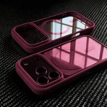 極簡馬卡龍色透明磁吸手機殼,適用於 iPhone 18 Pro 18 Pro Max,防震防摔硬殼,兼容 17 Pro Max 16 Pro Max 15 14 Plus 13 12 Mini 11 XS Max 7 8 Plus SE2020 SE2022 - 櫻桃紅 - 查看 5