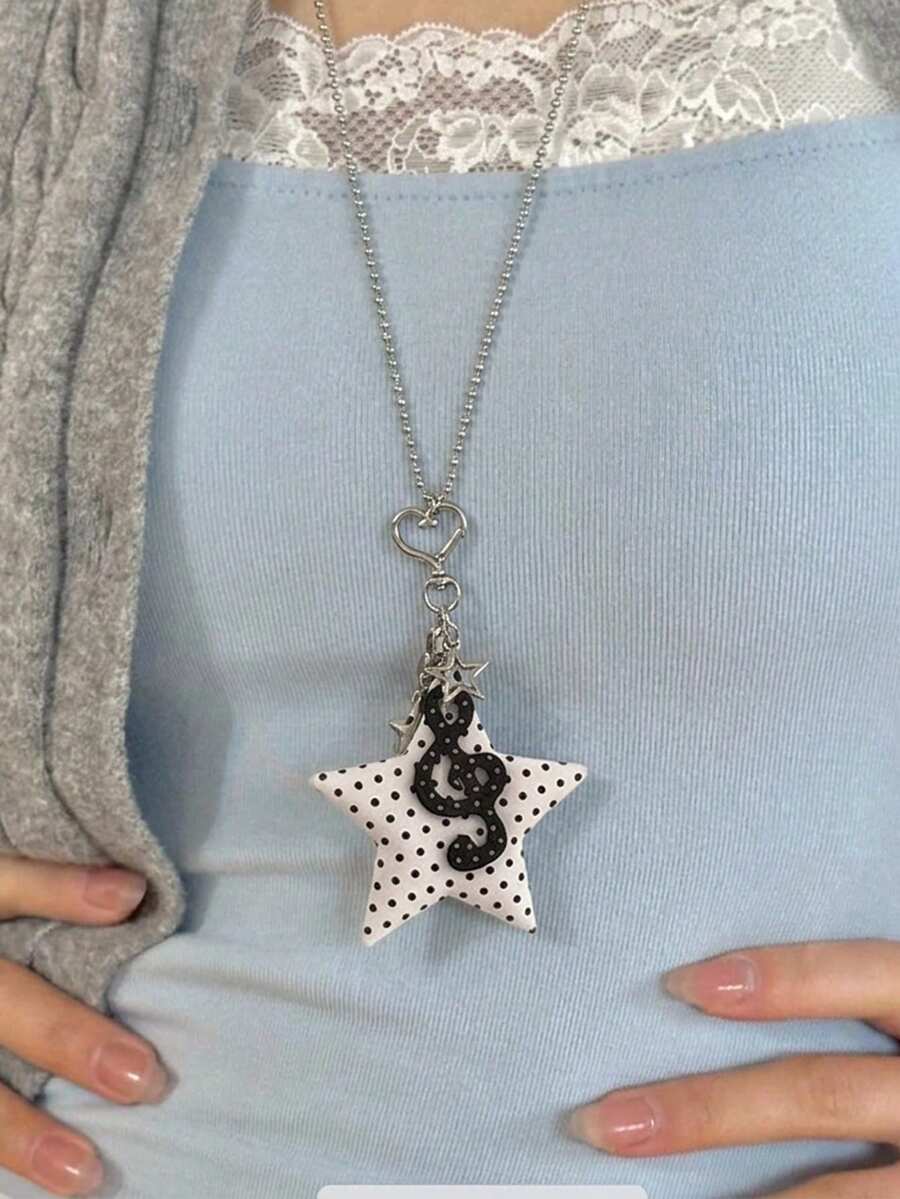 1pc Women's Pendant Necklace, Multi-Color Metal Star & Music Note Personalized Necklace, Party & Ball Outfit, Daily Gift - Star Music Note - View 1