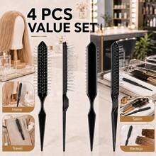 4 Pcs Synthetic Wig Brush Set, Steel Bristle Wig Combs For Synthetic Hair - Black - View 7