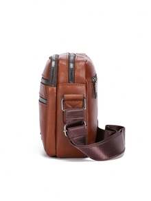 1pc Men's Business PU Camera Bag, Vintage Style, Personal Item Storage Bag, Travel & Commute, Perfect Gift For Boyfriend - Crossbody Bag - View 5