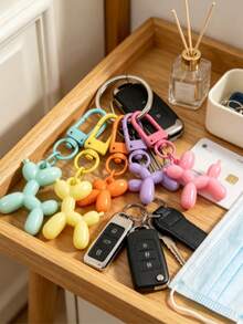 1/5pcs Candy Color Balloon Dog Keychain, Cute Dog Bag Charm, Fashion Key Pendant, Bright Color Balloon Dog Keychain, Creative Animal Keychain; Suitable As Gift For Couples Or Best Friends, Bag Accessory, Party Favor Or Keychain - Multicolor - View 11