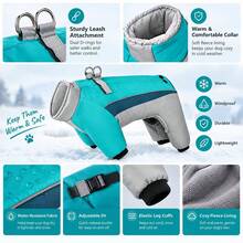 Dog Outdoor Warm Four-Leg Jacket Windproof Snow Coat With Reflective Strip Adjustable Design And Leash Ring, Suitable For Small To Medium Dogs For Walking And Outings Pet Clothing - Cadet Blue - View 2