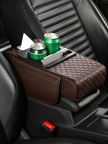 1pc/4pcs Car Armrest Storage Box With Cup Holder, PU Leather Center Console Armrest Pad, Multi-Functional Car Storage Box With Tissue Box And Phone Slot, Universal Car Armrest Pad, Suitable For Most Car Models, Can Store Drinks And Small Items - Multicolor - View 18