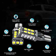 2Pcs 906 912 920 921 T15 LED Replacement Bulbs Truck 3rd Third Brake Cargo Lamp Error Free Light, 15-SMD Xenon White - 15 SMD - View 2