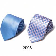 AlanKing 1 Set 2pcs Men's Striped Formal Ties, Suitable For Work, Interview, Wedding, Groomsman - Color Mixing - View 11