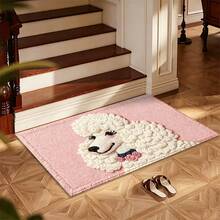 1pc Pink Poodle Dog Pattern Design Microfiber Bath Rug, Non‑Slip Soft Bathroom Mat, Water‑Absorbent Doormat, Machine Washable, Low Pile,TPR Backing,Knit Fabric,ForBedroom, Kitchen, Entryway Indoor Use, Accessories & Home Decor, Perfect New House Gift - A - View 6