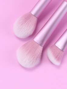 1 Set Pink Transparent Handle Multi-Function Full Makeup Brush Set: Powder Brush, Blush Brush, Foundation Brush, Eyeshadow Brush, Primer Brush, Contour Brush, Randomly Shipped, Essential For Beginners - Pink - View 9