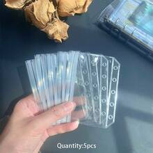 5入 A5A6A7M5 多尺寸透明活頁夾收納袋 PVC 材質更透明耐用 無拉鍊設計 可容納更多用品 可作為存錢計畫袋 文具袋 文件收納袋 適合開學季居家與學校使用 - 彩色 - 查看 14