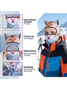 1pc/2pcs Unisex 3D Animal Pattern Protective Face Mask Head Cover, Outdoor Fun Water Sports Hat, Sun Protection Animal Head Cover (Cat, Dog Styles), Suitable For Daily Outings, Travel, Hiking, Skiing Scenes - Multicolor - View 8