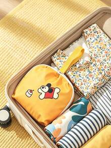 1pc Printed Travel Storage Bag, Large Capacity Underwear & Socks Bag, Portable Multi-Functional Underwear & Daily Small Items Organizer, Room Decor, Large Capacity 3-In-1 Underwear Storage Bag, Home Christmas Decoration - Multicolor - View 6