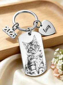 Custom Photo Bold Sketch Best Dad Grandpa Ever We Love You - Personalized Stainless Steel Keychain - Multicolor - View 5