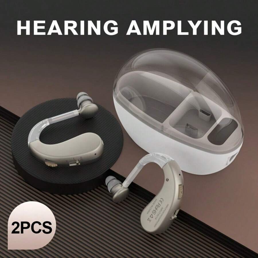 2 Amplifiers (Left/Right Channel) + 1 Charging Case, Rechargeable Headphone Amplifier With Sound Enhancement Function, Suitable For Indoor And Outdoor Use. Includes Charging Case. - View 1