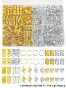 280件珠飾髮環髮飾，適用於編髮髮型，可調節金屬髮飾 - 彩色 - 查看 2