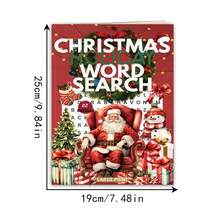 1piece,Christmas Movies Word Search Puzzle NoteBook 22 Pages Large Print For Seniors Adults,Multiple Styles Available,No Pen Include - Rectangle - View 10