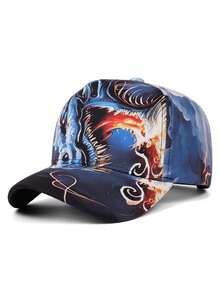 1pc Fashion Baseball Cap, Dragon & Tiger Print Hip Hop Street Skateboard Hat, Outdoor Adjustable Sun Hat, Casual Decorative Hat, Unisex - Dragon Tiger Eagle - View 18