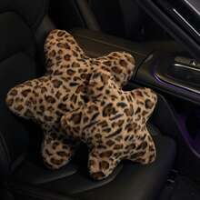 1pc Soft Car Headrest Lumbar Support Pillow Leopard Print Star Plush Heart Cushion Niche Premium Billiard Throw Pillow Sofa Cushion - A - View 6