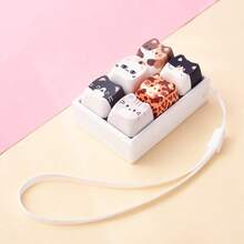 1pc Cat DIY Keyboard Keycap Keychain Accessory, Creative Keycap Pendant Charm, Portable Decorative Key Ring For Backpack, Handbag - Multicolor - View 7